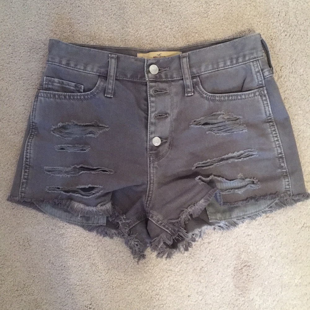 holllister women’s high rise grey shorts